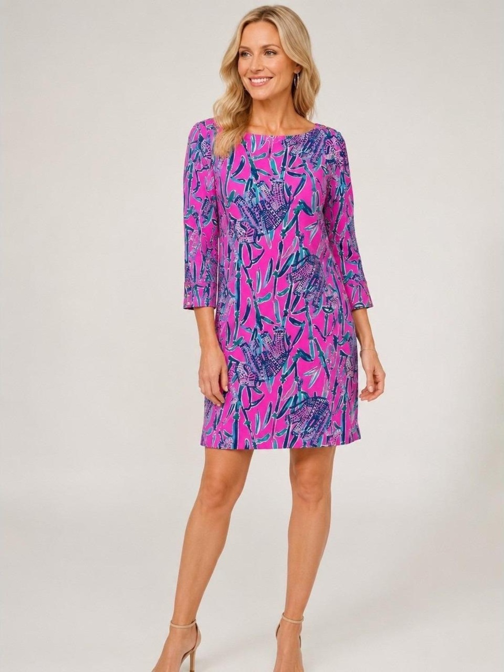 NWOT Lilly Pulitzer Hot Pink & Navy Printed Mini Dress size S